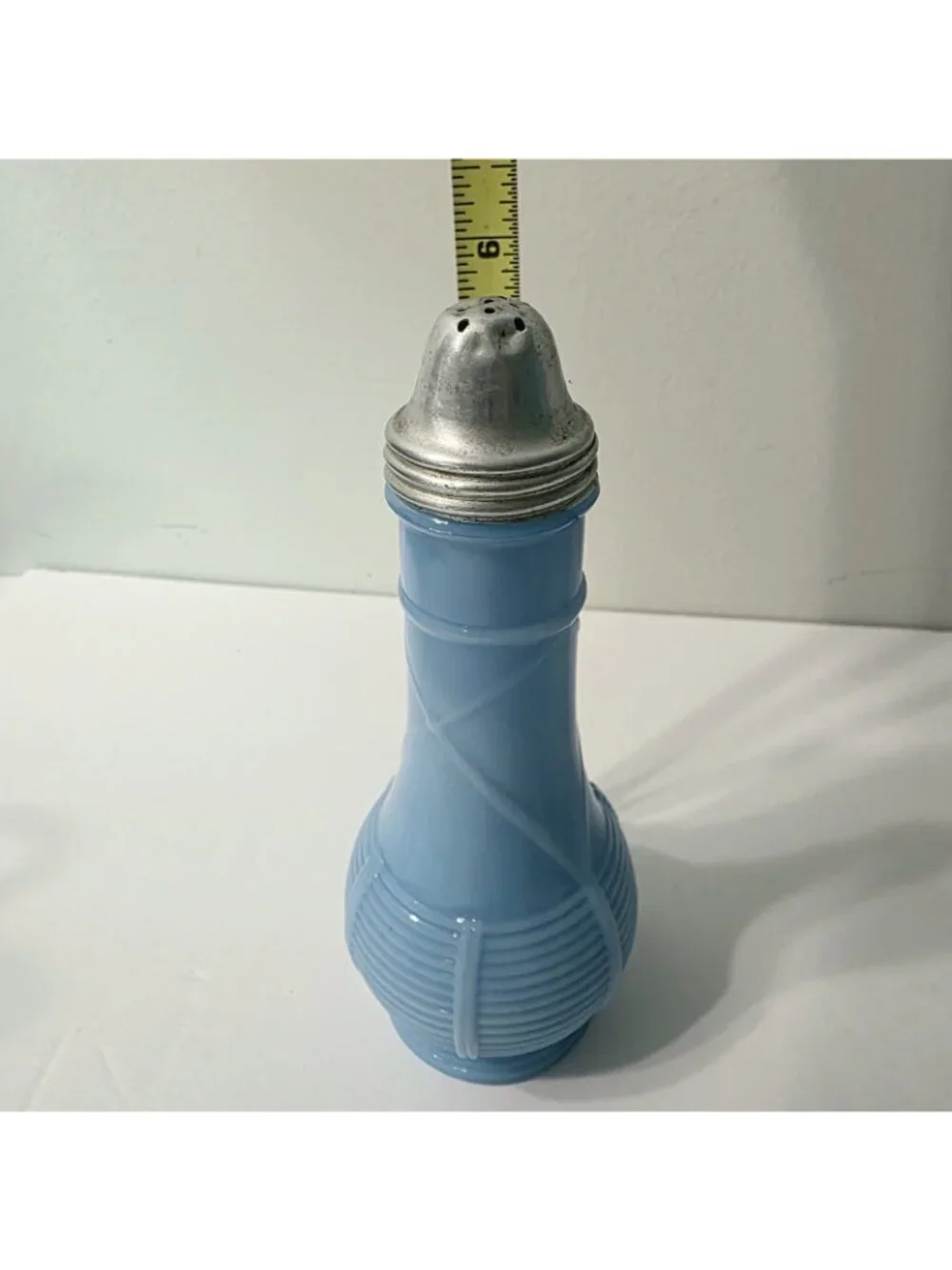 Vtg Jeannette Blue Delphite Milk Glass Salt & Pepper Shaker with Lid Replacement
